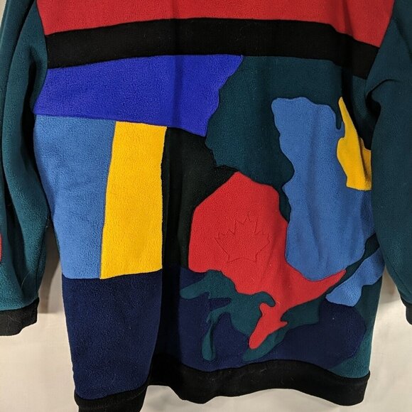 Suttles & Seawinds Canada Multicolor Colorful Map Fur Coat Jacket Women S Small - Picture 9 of 16